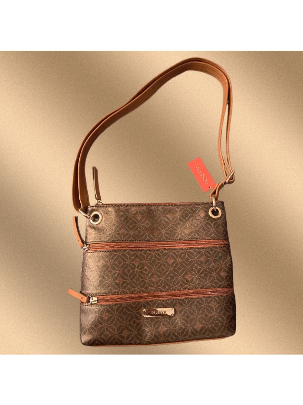 Rosetti Crossbody Bag with Double Front Zippered Pockets & Adjustable Strap